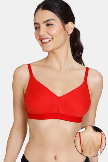 Buy Zivame Beautiful Basics Double Layered Non Wired 3/4th Coverage Backless Bra - Molten Lava